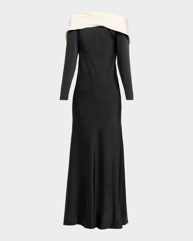 Allegra Draped Low-Back Charmeuse Gown